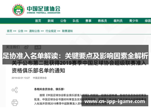 足协准入名单解读：关键要点及影响因素全解析